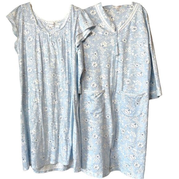 Miss Elaine 2pc Floral Bouquets Robe and Gown Set - Picture 1 of 16